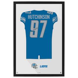 Sporticulture - Aidan Hutchinson Detroit Lions Home Jersey Framed Art Print - Blue