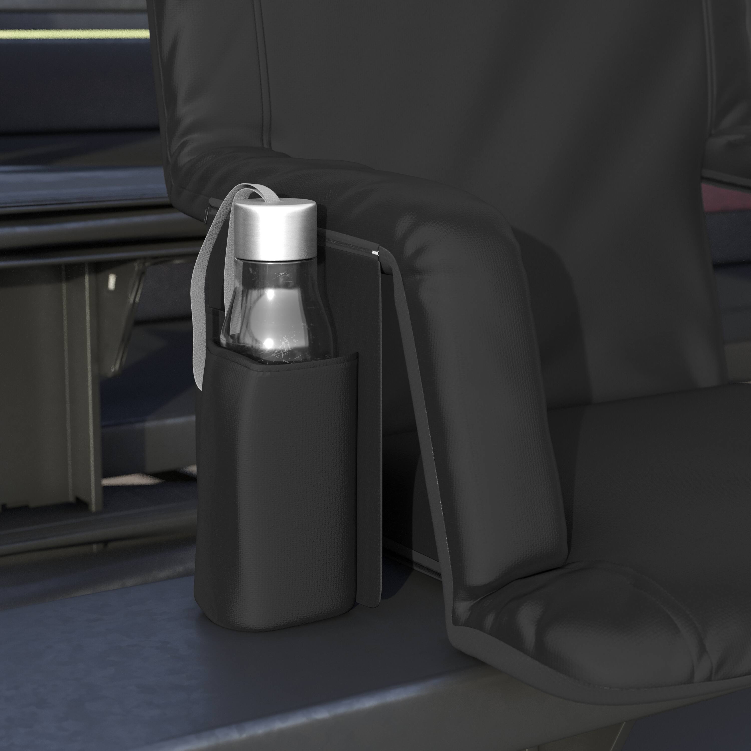 Alt View 4. Emma + Oliver - Folding Metal Stadium Chair with Padded, Reclining Back and Armrests - Black.