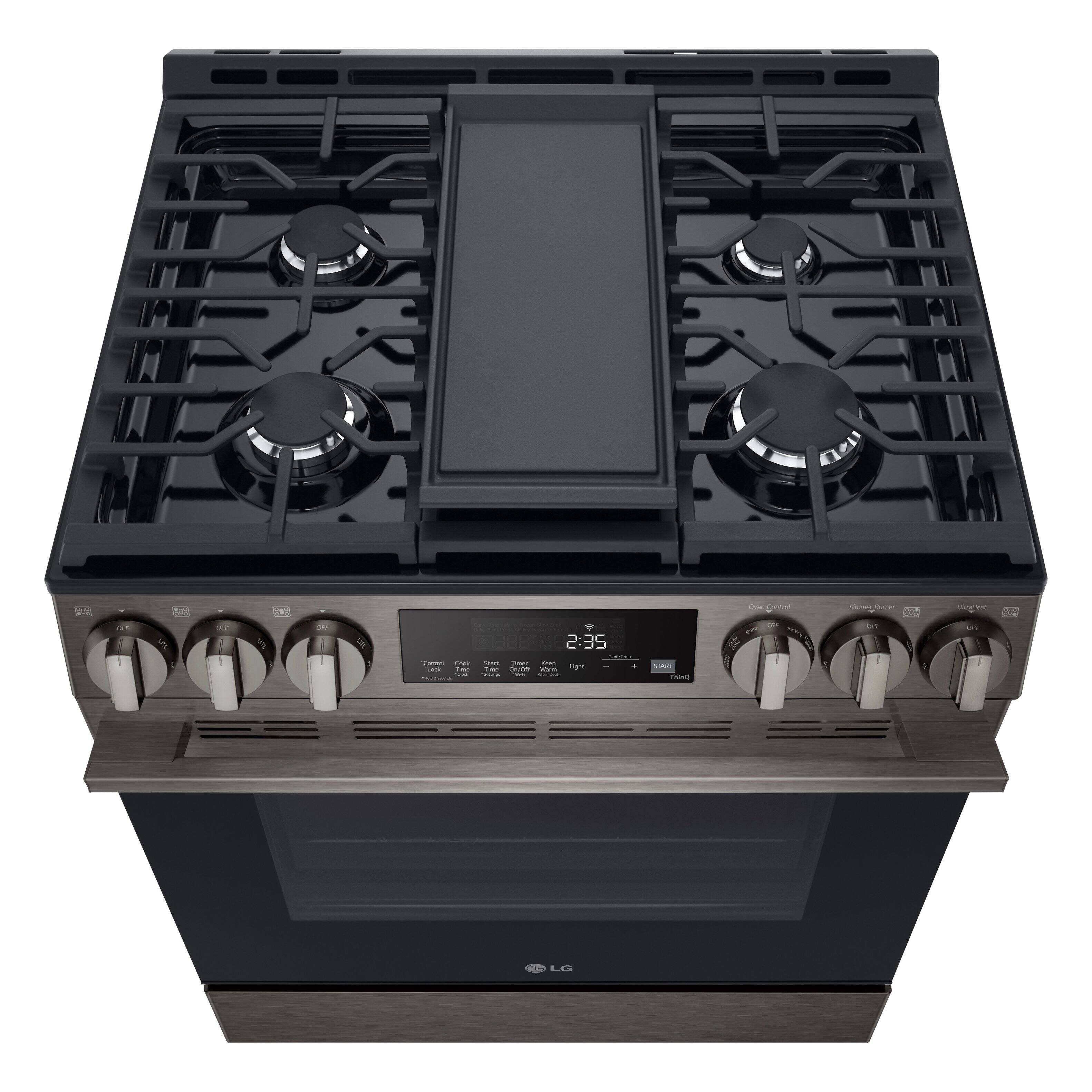 Alt View 14. LG - 5.8 Cu. Ft. Slide-In Gas True Convection Smart Range with EasyClean, Air Fry and Premium Handle - PrintProof Stainless Steel.