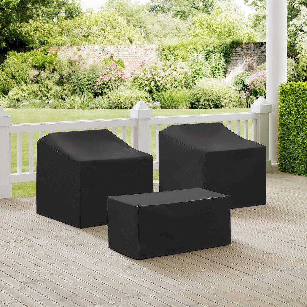 Alt View 8. Crosley Furniture - 3Pc Outdoor Furniture Cover Set - 2 Chairs & Coffee Table - Black.