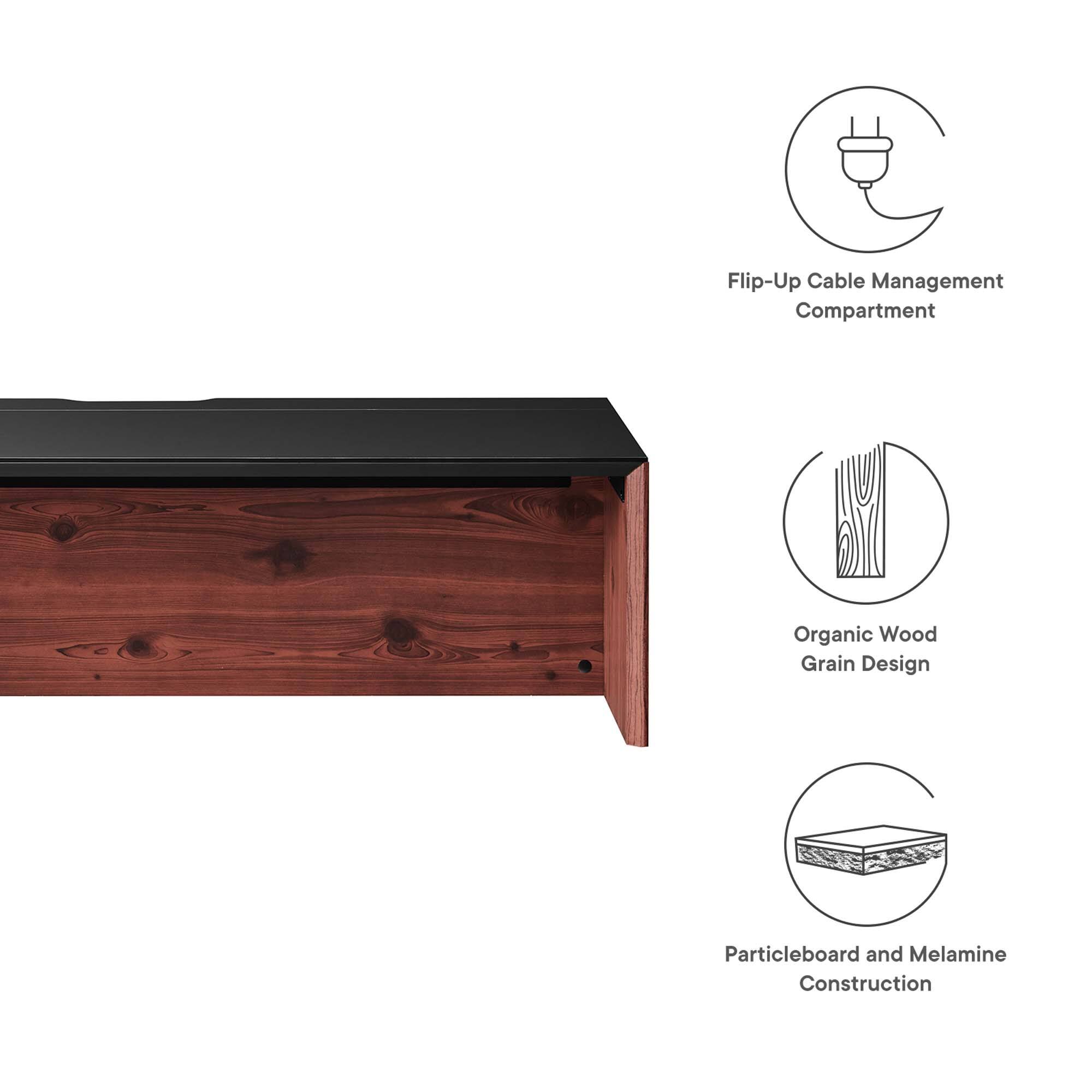 Flip-Up Cable Management Compartment  
Organic Wood Grain Design  
Particleboard and Melamine Construction