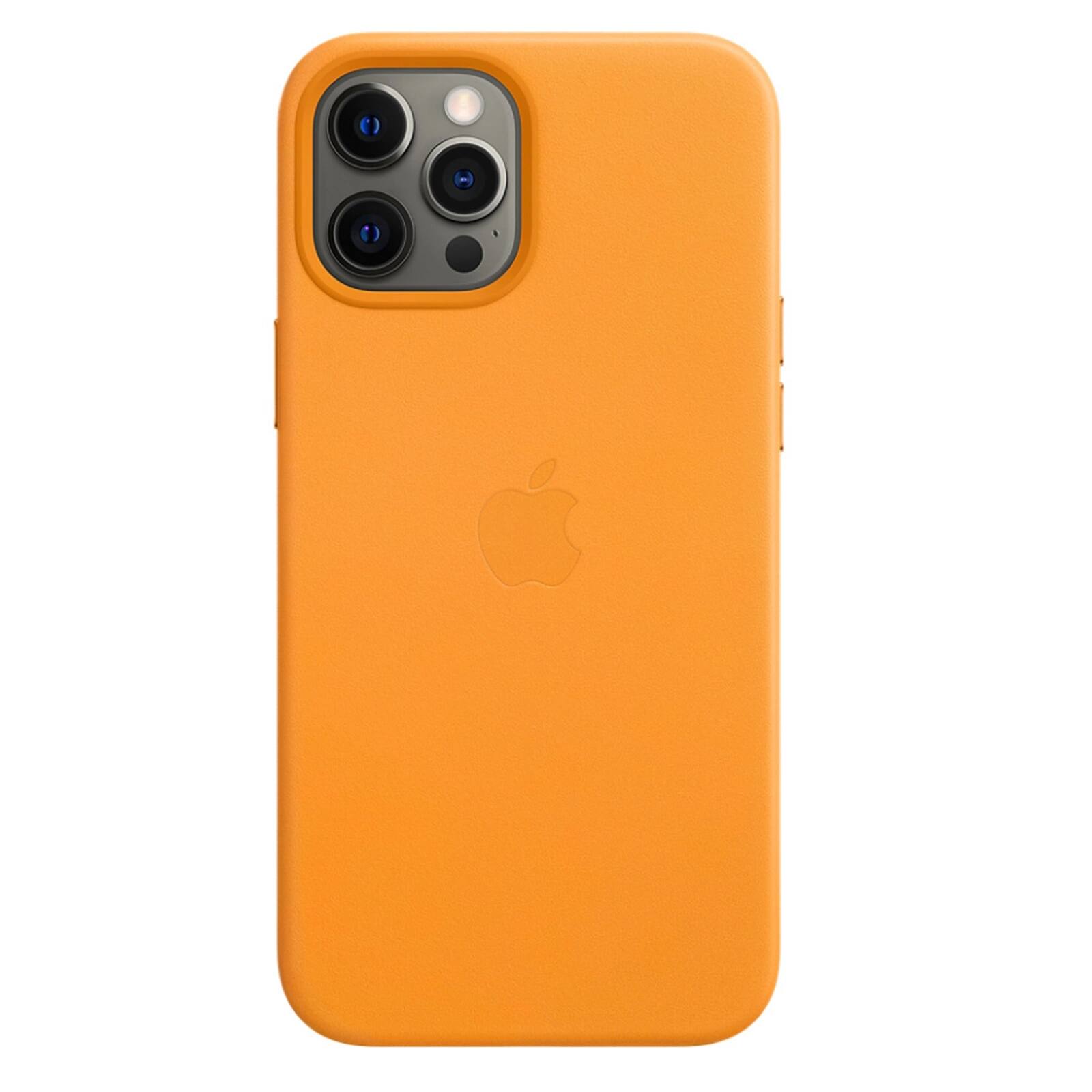 Left. Apple - Apple Leather Case for iPhone 12 Pro Max (A2342, A2410, A2412, A2411) - California Poppy - California Poppy.