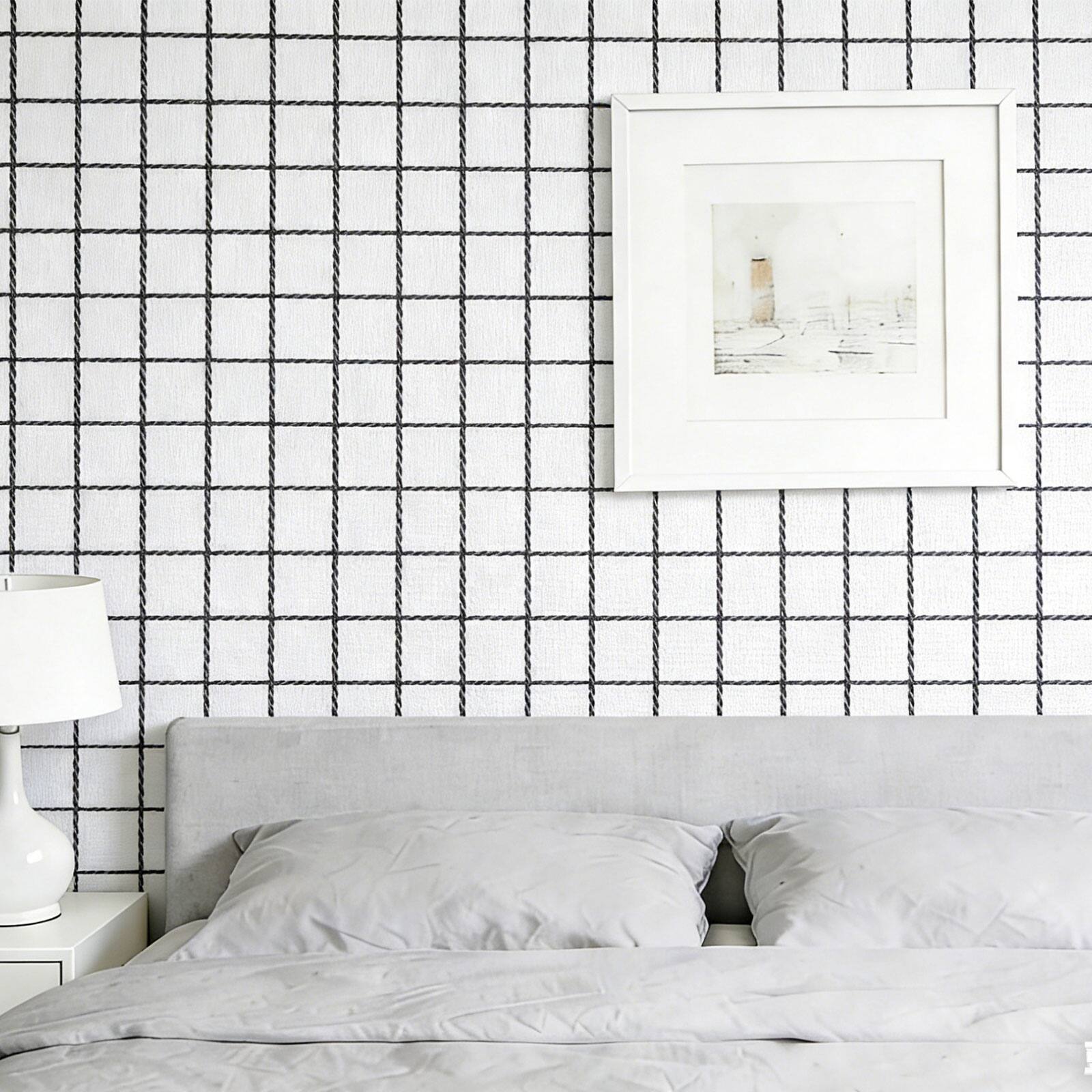 Alt View 3. Unique Bargains - Plaid Wallpaper 23.6x197" Checkered Gingham Self-Adhesive Vinyl Waterproof for Bedroom, Living Room, Kitchen - Gray.