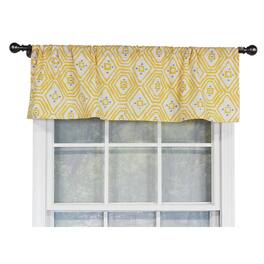 RLF Home - Geo Tailored 100% Cotton with Fully Lined 3" Rod Pocket Valnance for Windows 50" x 14" - Yellow