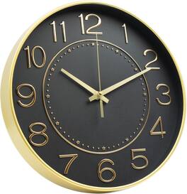 Dazzed Corner - 12 inch Wall Clocks Battery Operated,Silent Non Ticking Modern Wall Clock - Black
