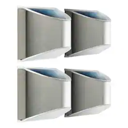 Home Zone Security - 4-Pack Decorative Outdoor Solar Wall Lights for Wall, Fence Post, or Step - Silver