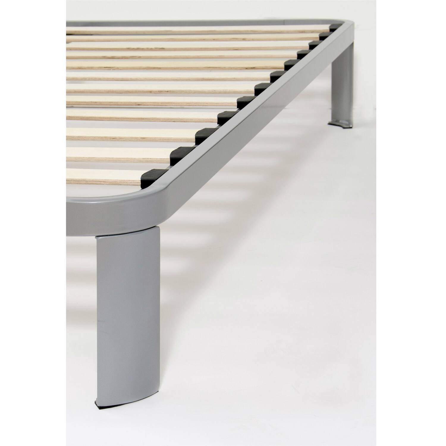 Angle. Hivvago - Hivvago Twin size Luna Metal Platform Bed Frame with Wood Slats - Silver.