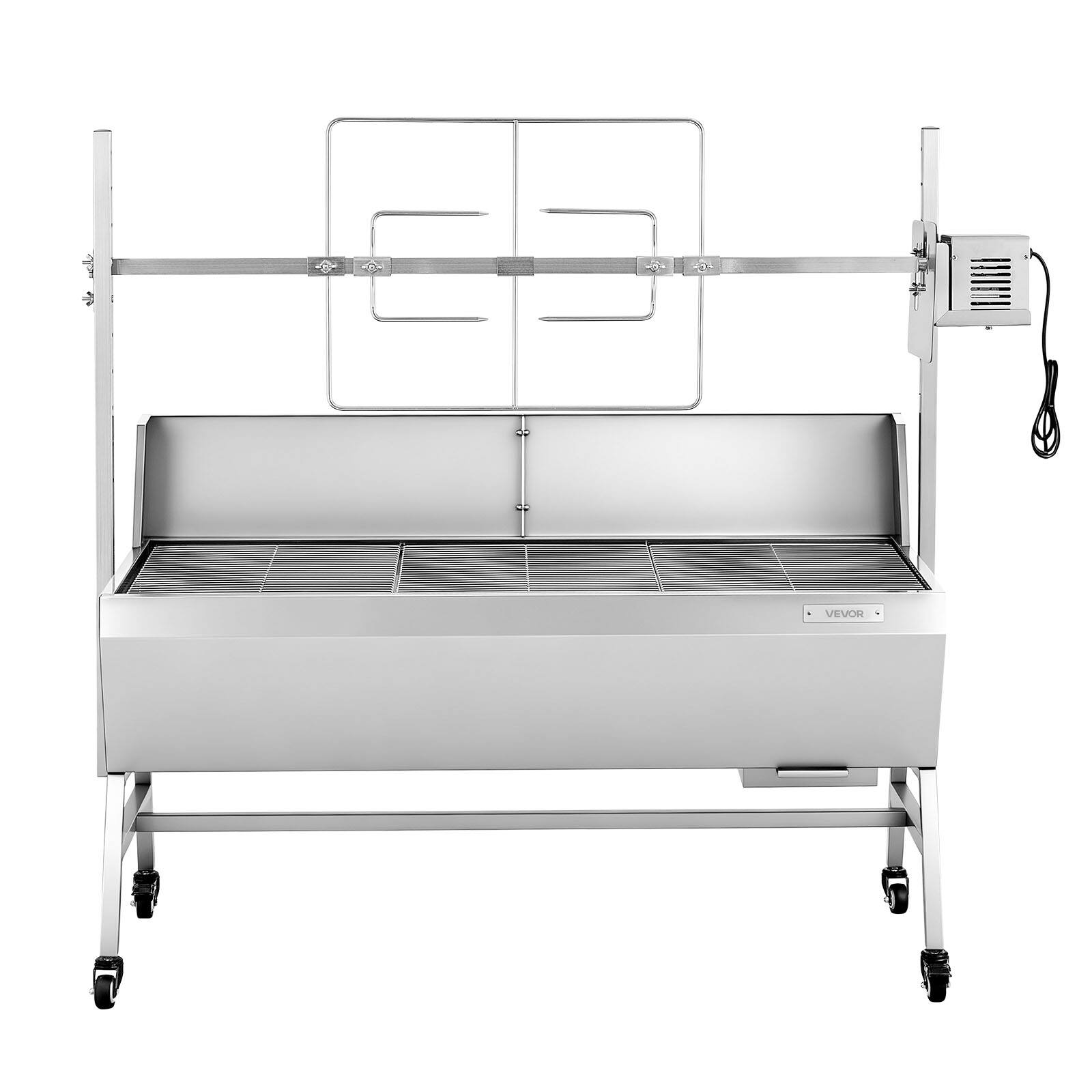 Alt View 5. VEVOR - Rotisserie Grill, 38W BBQ Outdoor Pig & Lamb Spit Roaster, Charcoal Spit Roaster with 132 LBS Capacity - Stainless steel color.
