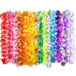 Joyfy - 36 Pcs Hawaiian Leis Bulk, Flower Leis for Luau and Tropical Hawaiian Party Decorations, Summer Beach Party Favors - colorful
