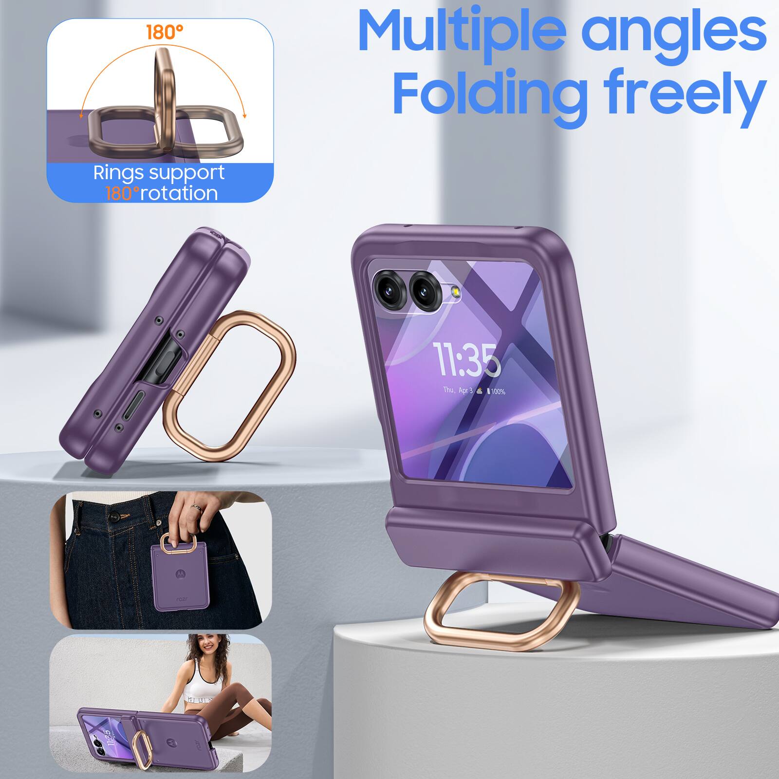 180° Rings support 180° rotation  
Multiple angles Folding freely  
11:35  
The Aprs & 1100% NP