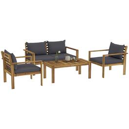 Outsunny - Patio Furniture Set, 4 Piece Acacia Wood Conversation Set with a Sofa, Table & Chairs - Natural Wood
