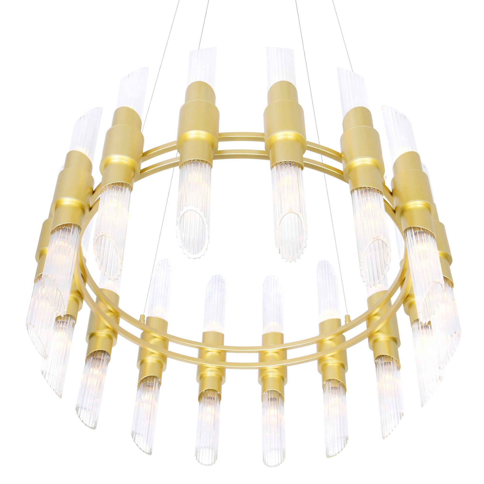 Left. CWI Lighting - Croissant 32 Light Chandelier With Satin Gold Finish - Satin Gold.