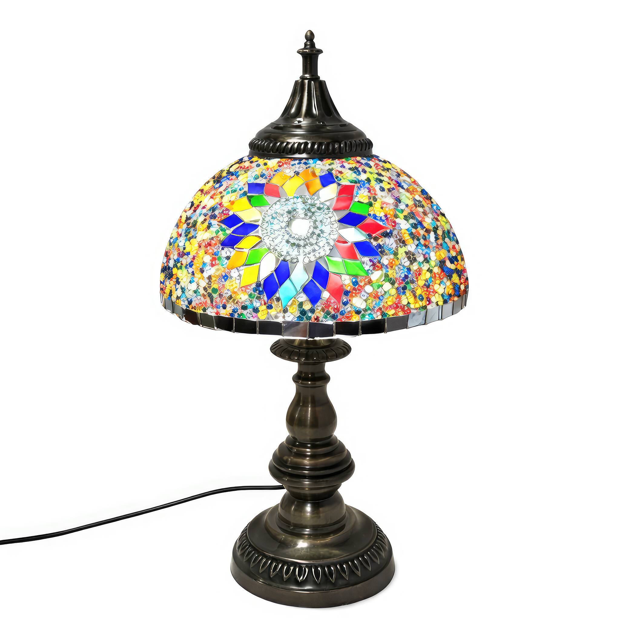 Angle. FC Design - 16"H Bronze Ornate Base Floral Dome Turkish Lamp.