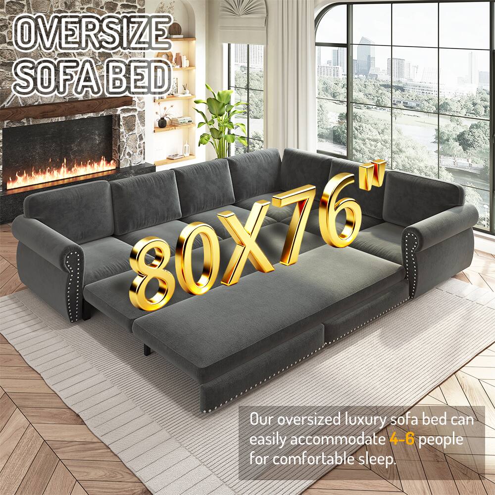 OVERSIZE SOFA BED 80X76"  
Our oversized luxury sofa bed can easily accommodate 4-6 people for comfortable sleep.