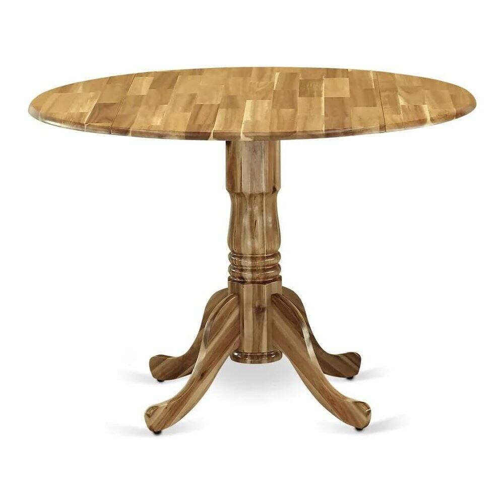 Angle. FurniFact - Round Kitchen Table - Brown.