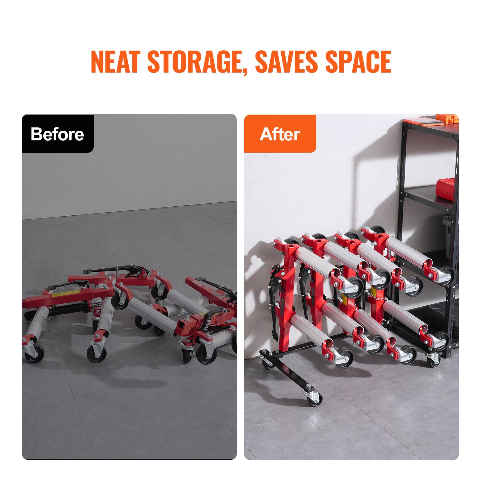 NEAT STORAGE, SAVES SPACE

Before

After