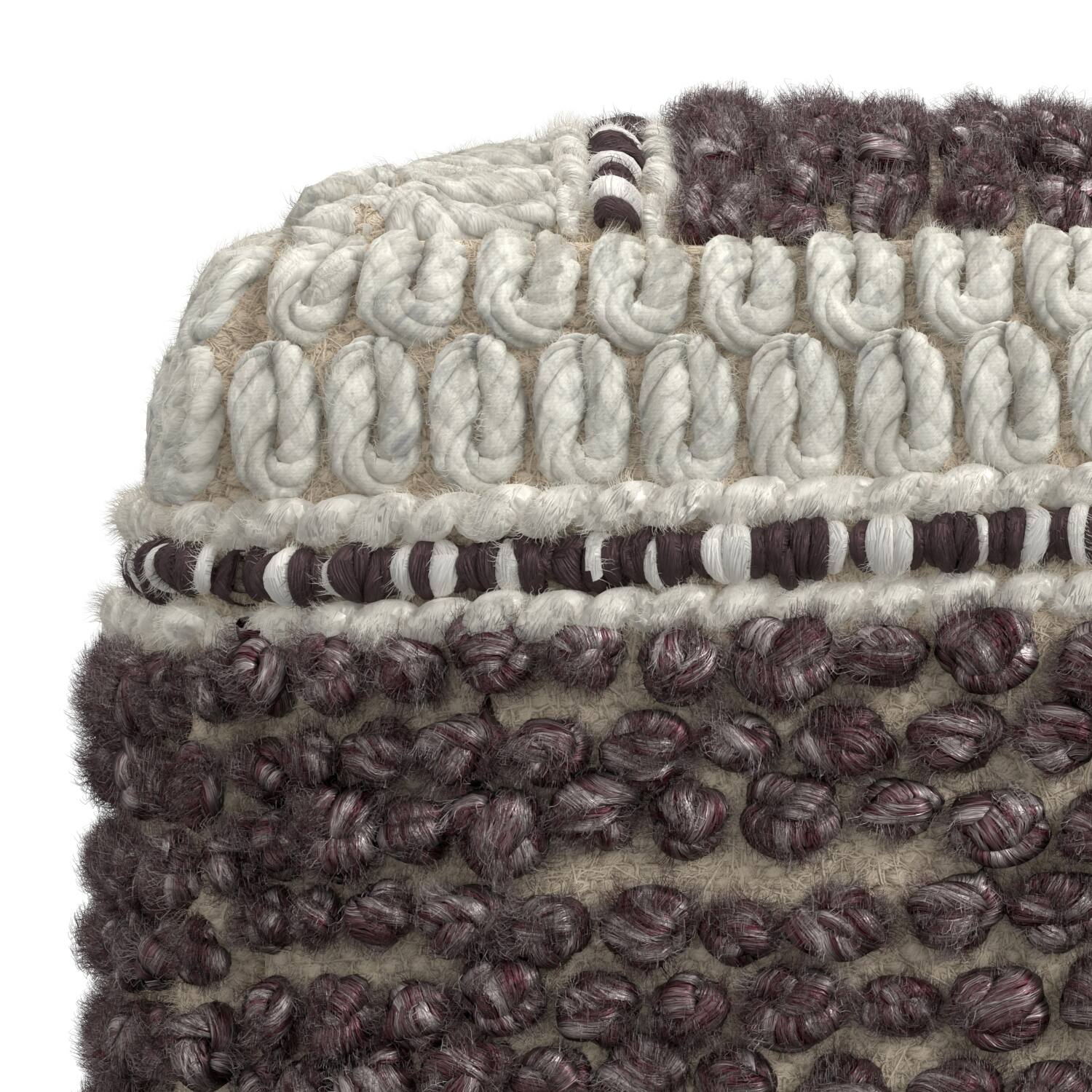 Alt View 4. Simpli Home - Grady 18 inch Wide Contemporary Square Pouf - Magenta and Natural.