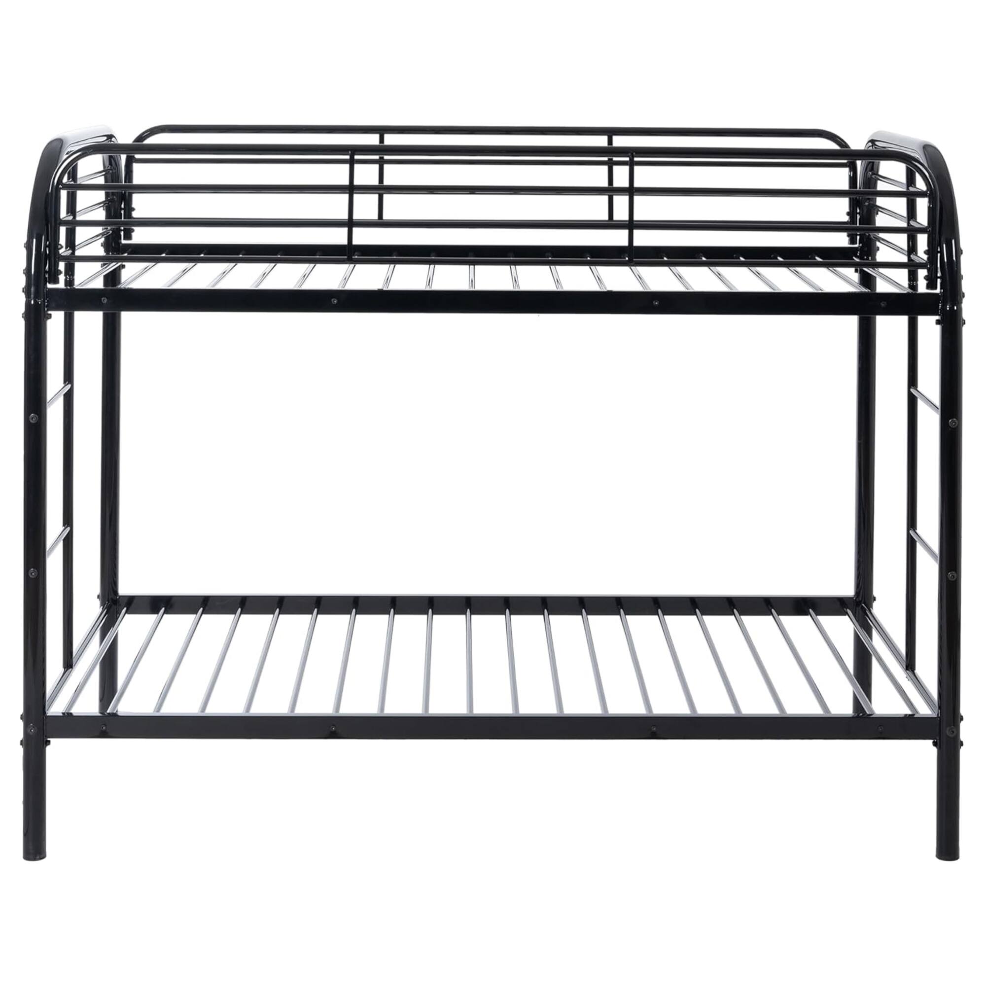 Back. GOODSILO - Heavy Duty Twin Over Twin Metal Bunk Bed with Dual Ladders and Full-Length Safety Rails - Black.