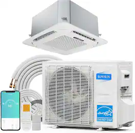 Winado - 12000 BTU 24 SEER2 Ceiling Cassette AC Ductless Mini Split Air Conditioner w/Heat Pump, Energy Star Remote& APP Control - White