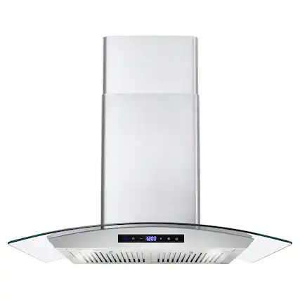 Front. COSMO - 30 in. Vista Collection 380 CFM Ducted Wall Mount Range Hood, Touch Controls, LED Lights - Stainless Steel.