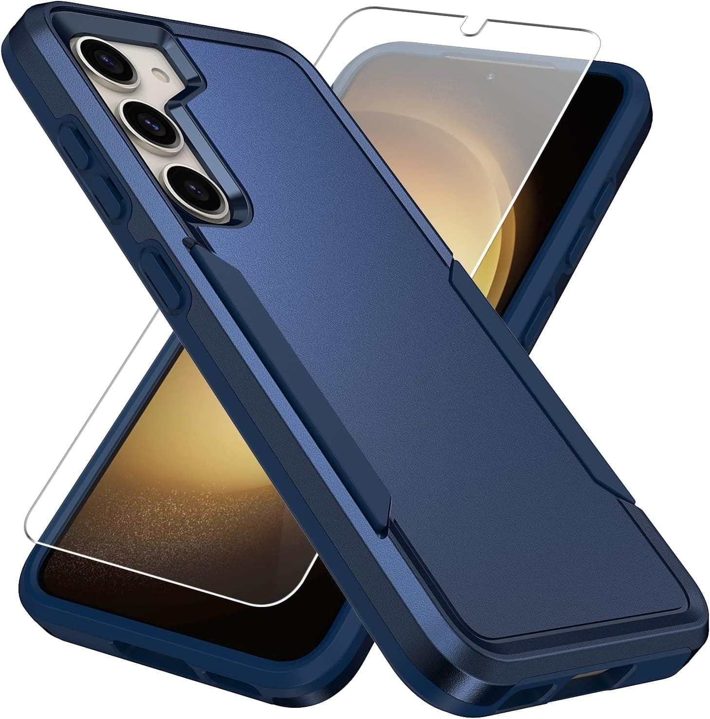 Entronix - Galaxy A25 Bundle - Dual-Layer Soft-Touch Case & Clear Screen Protector - Blue