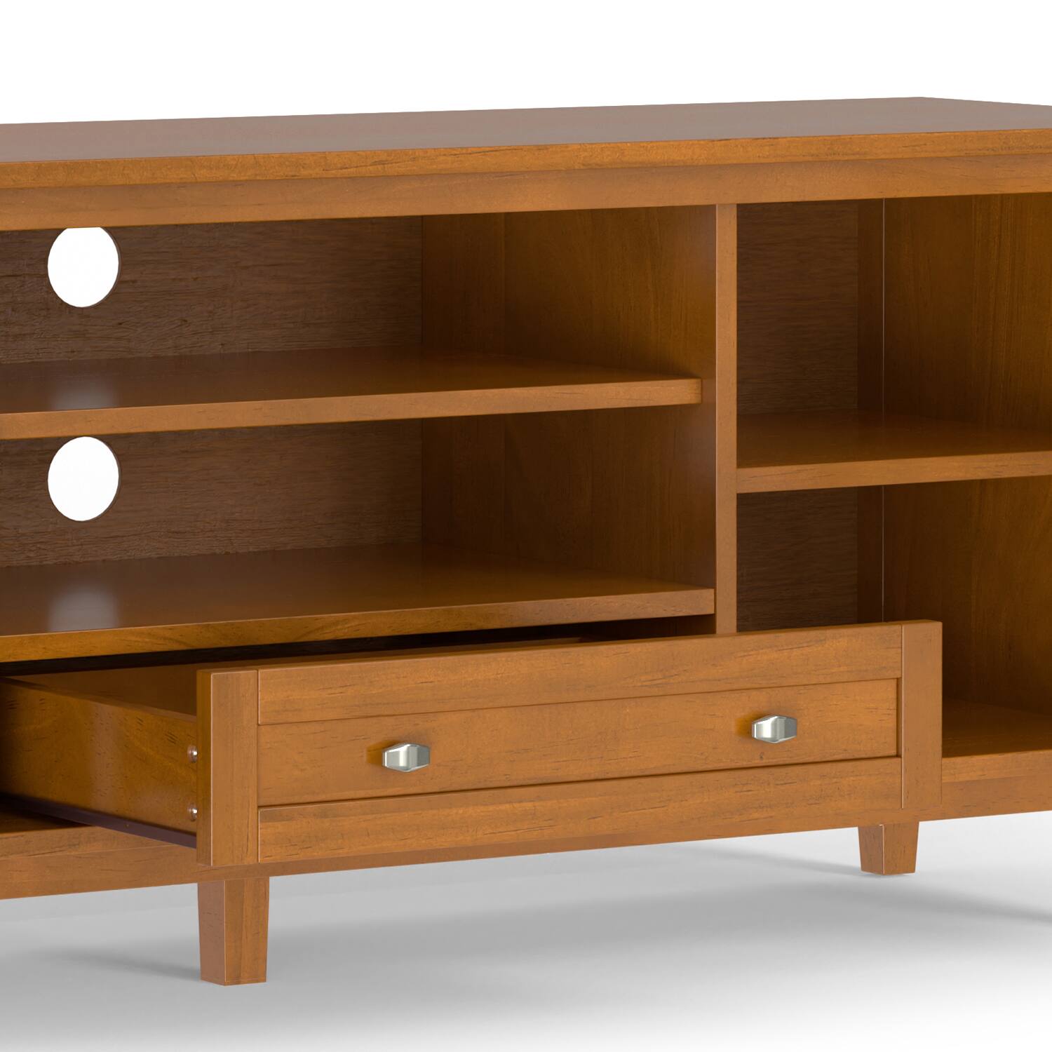 Alt View 6. Simpli Home - Warm Shaker SOLID WOOD 60 inch Wide Transitional  TV Media Stand - Light Golden Brown.