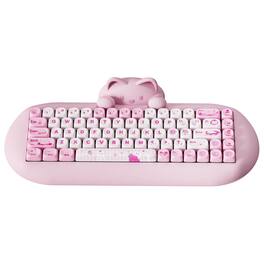PRIMEPLUS - 65% Wireless Mechanical Keyboard, Cat-Inspired Detachable Silicone Head, Hot Swappable, RGB, 4000mAh, for Mac Windows - Pink