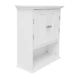 Flash Furniture - Dune Farmhouse Wall Mounted Bathroom Medicine Cabinet Storage Organizer with 2 Magnetic Closure Doors, Adjustable Shelf - White