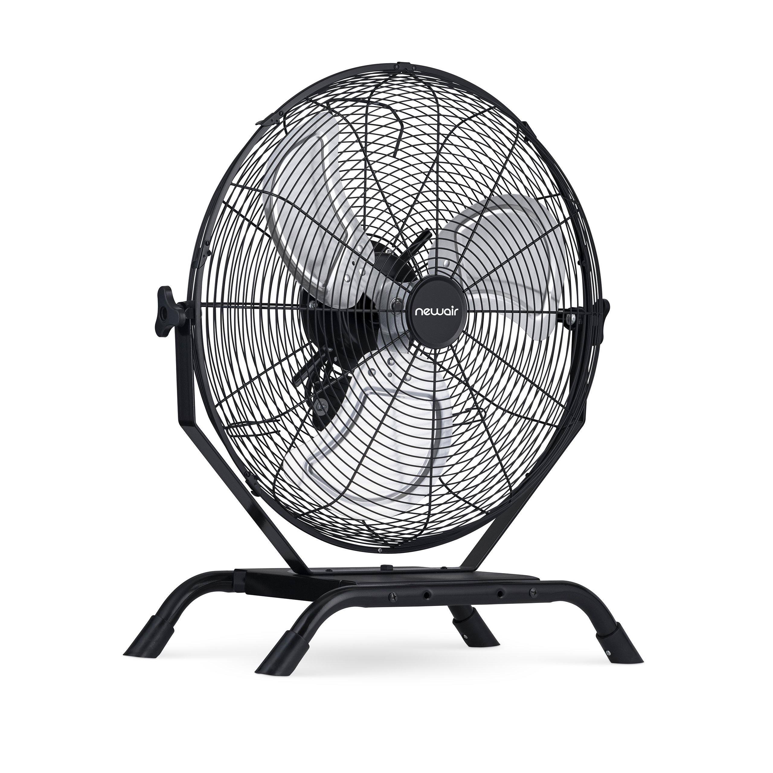 Front. NewAir - 18" - 20" Outdoor-Rated Fan - Floor or Wall Mounted - Black.