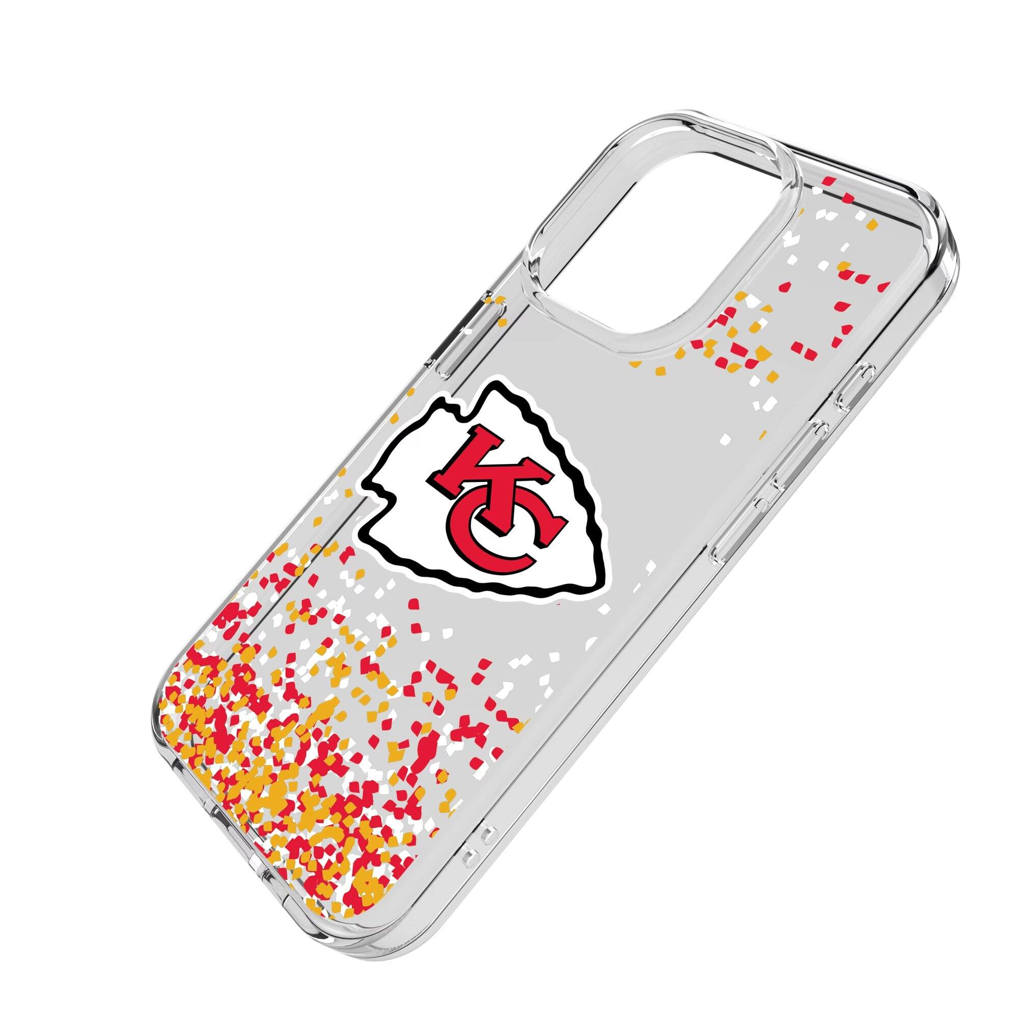 Alt View 1. Keyscaper - Kansas City Chiefs iPhone Clear Case with Confetti Design - 14 Plus - Multicolor.