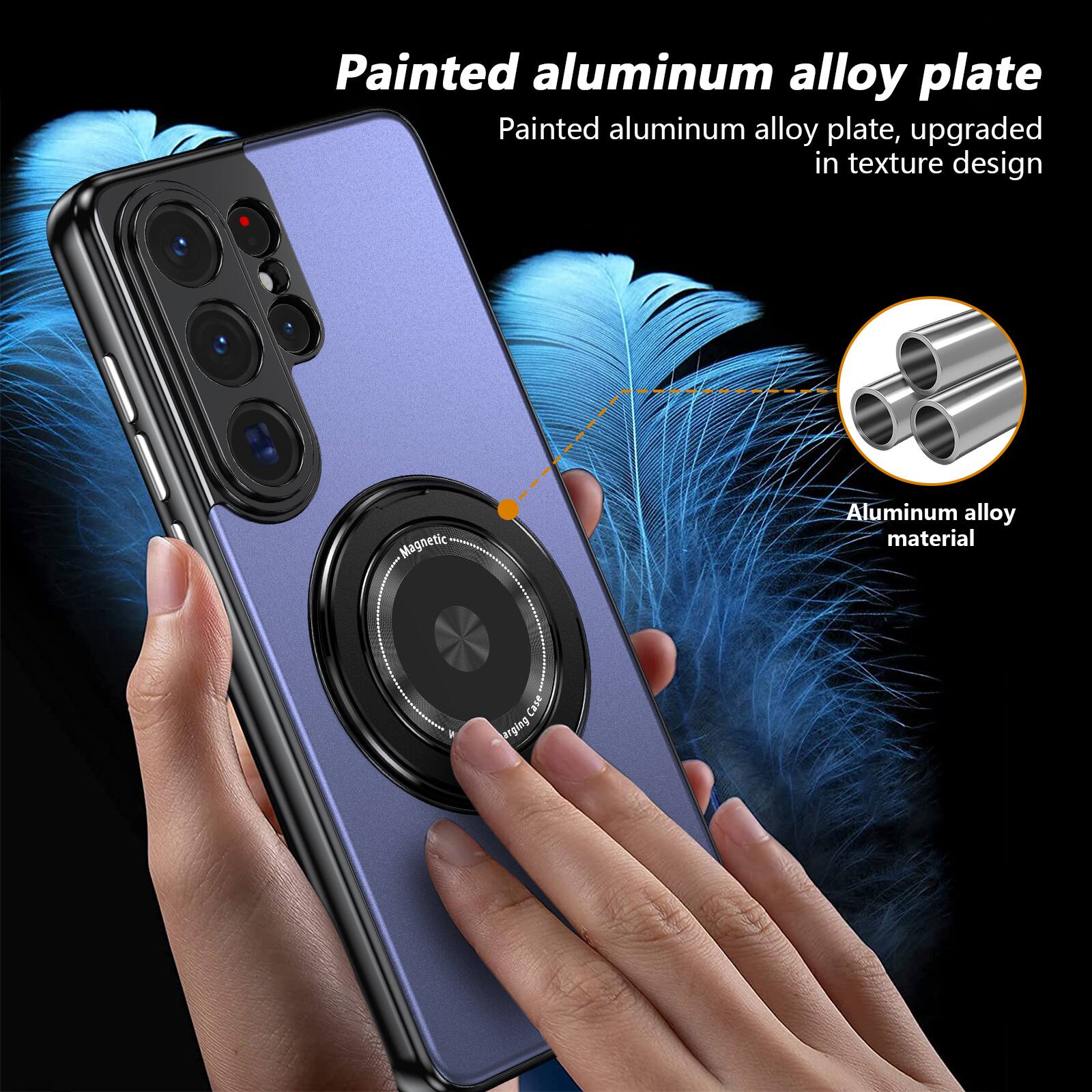 Painted aluminum alloy plate, upgraded in texture design  
Magnetic Aluminum alloy material + Case arging
