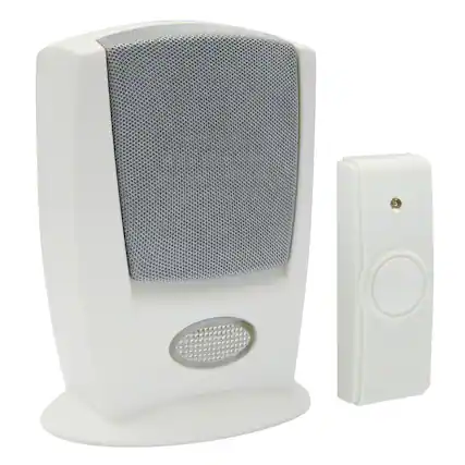 Front. IQ America - IQ America Wireless Battery Operated Portable Visual and Audible Chime Alert w Button Hearing Impaired - White.