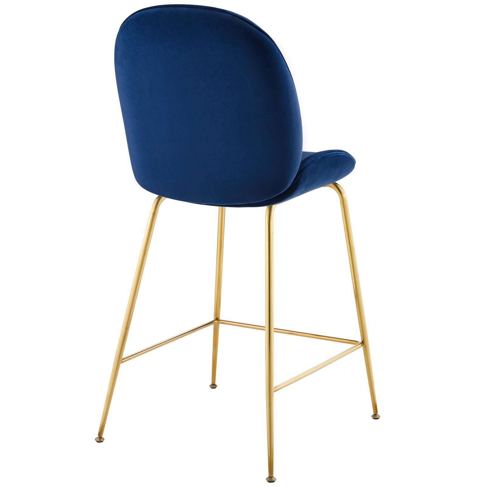 Alt View 1. Modway - Scoop Gold Stainless Steel Leg Performance Velvet Counter Stool by Modway - Navy.