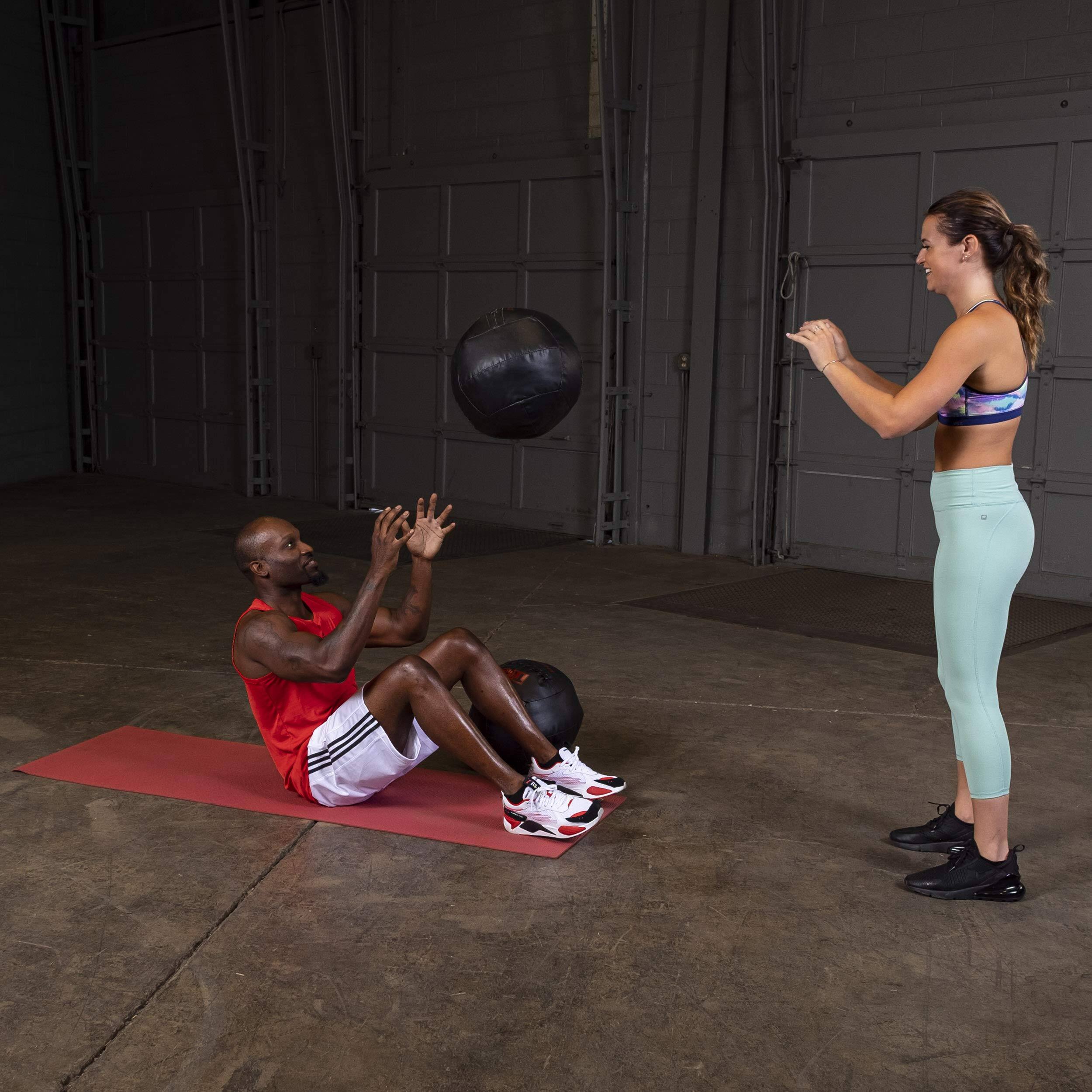 Alt View 1. Amber Sporting Goods - Body-Solid Tools (BSTDYN16) Dynamax Premium Soft Medicine Ball – Non Bouncing Wall Balls for Strength Training, Weight L - Black.