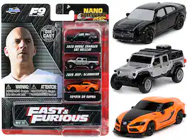 "Fast & Furious 9" (2021) Movie 3 piece Set "Nano Hollywood Rides" Series Diecast Model Cars by Jada - Multicolor