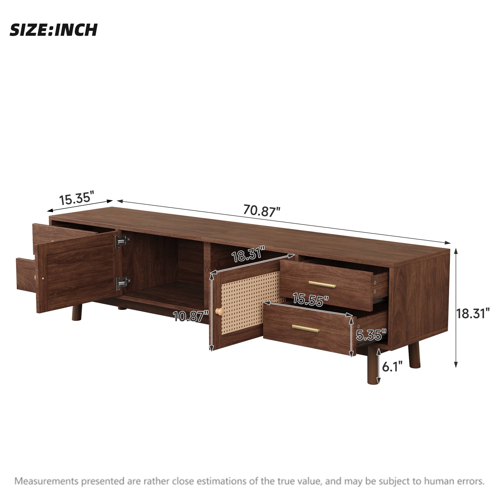 SIZE: INCH  
15.35" 70.87" 18.31" 10.87" 15.55" 5.35" 18.31" 6.1"  

Measurements presented are rather close estimations of the true value, and may be subject to human errors.