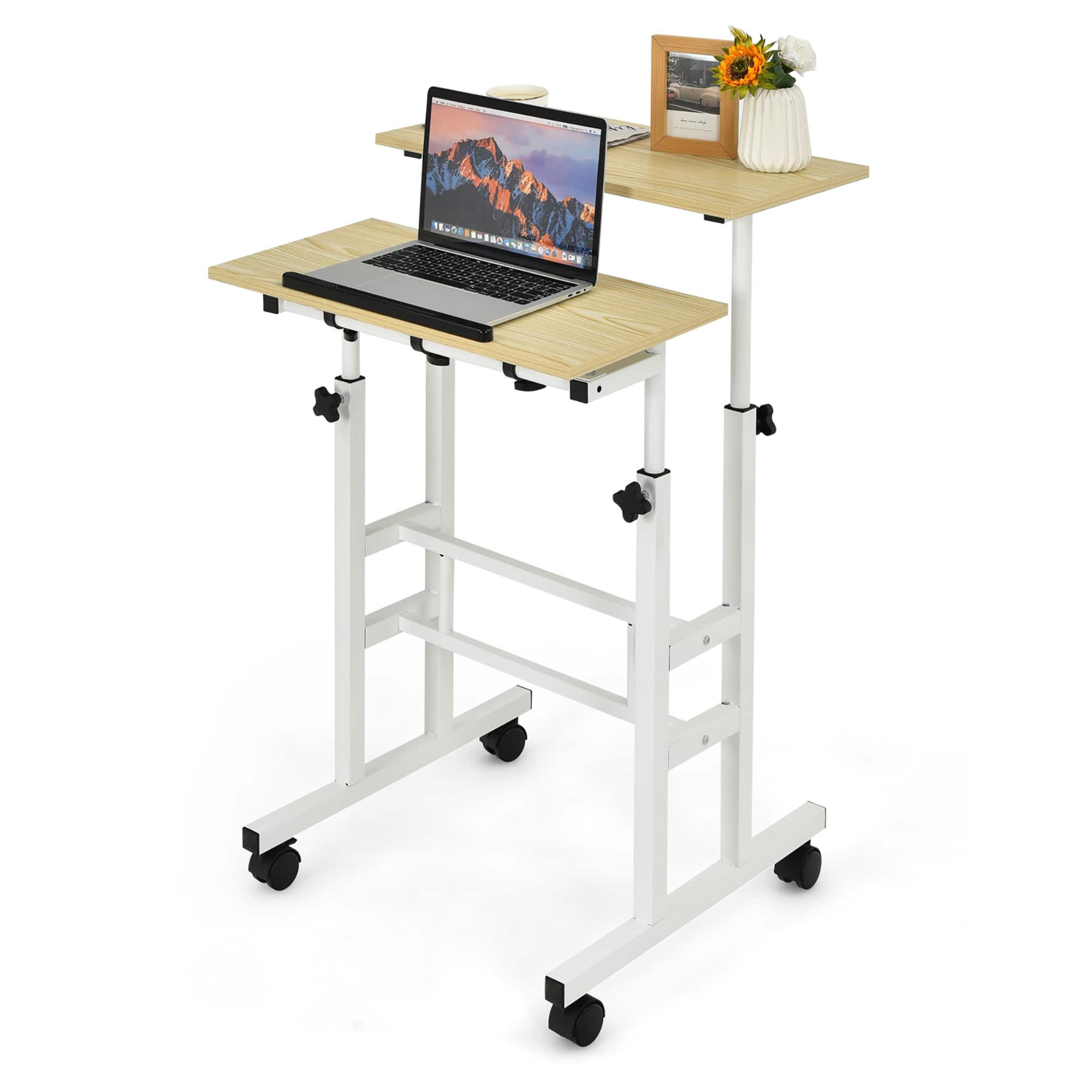 Costway Mobile Standing Desk Rolling Adjustable Laptop Cart Home Office