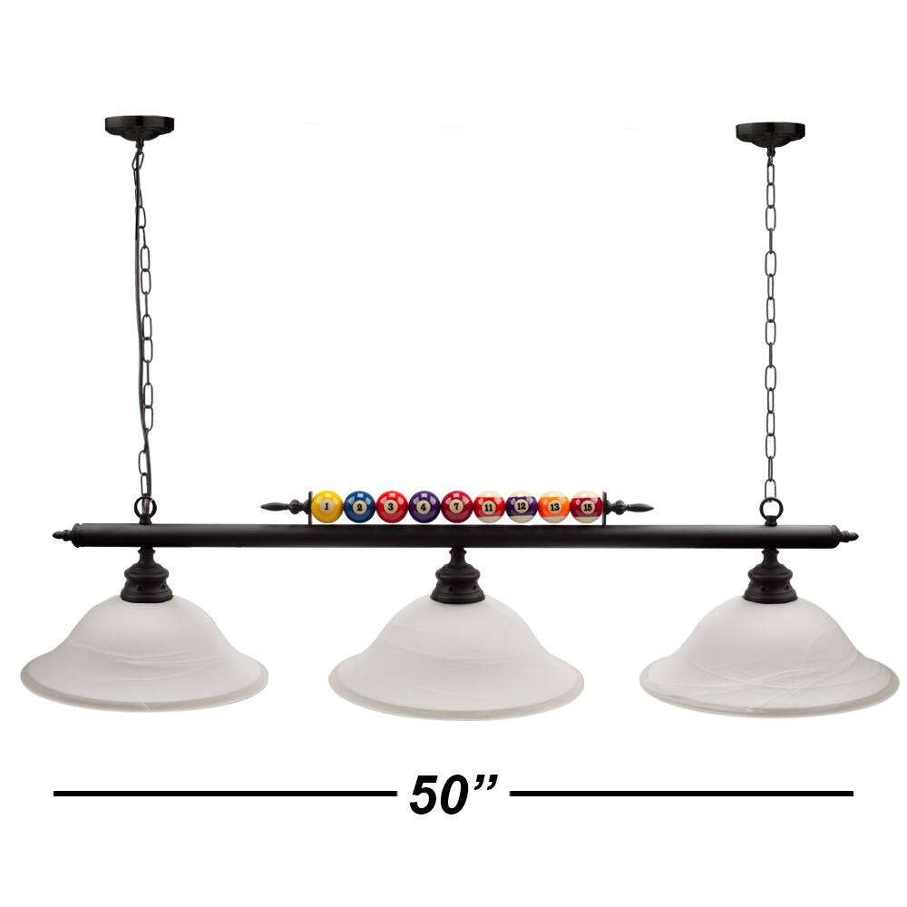 Angle. GSE Games & Sports Expert - 50" Metal Billiard Lights with Billiard Balls Decoration for Billiards Room - White Glass - White Glass.