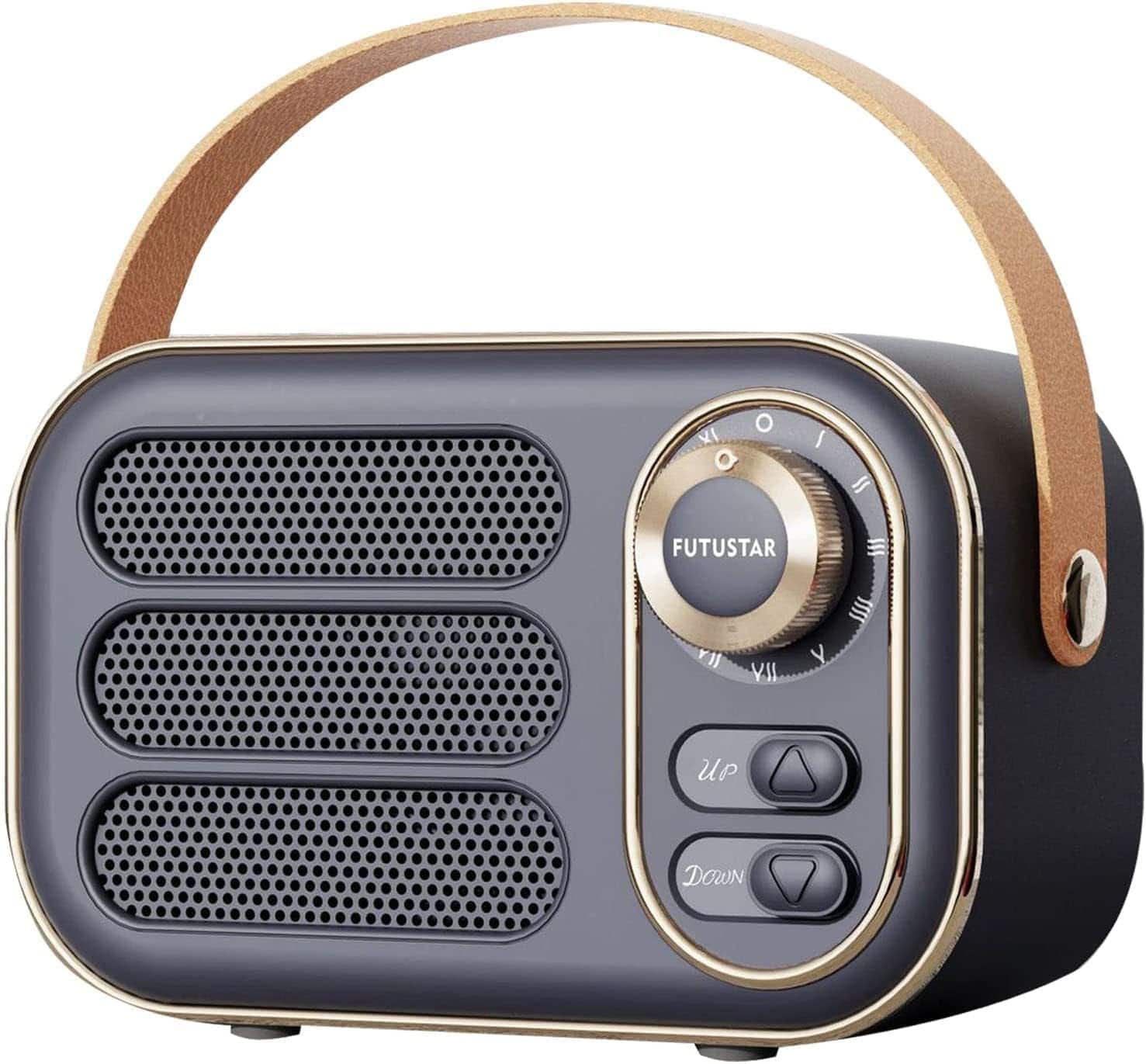 Stamp n Camp - Retro Bluetooth Speaker Vintage Portable Wireless Bluetooth Speakers with Loud Volume Support TF Card U Disk AUX - Purple