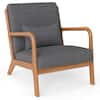 Front. Costway - Costway 1 PCS Modern Accent Chair, Corduroy Upholstered Lounge Chair with Rubber Wood Armrests - Beige + Brown.