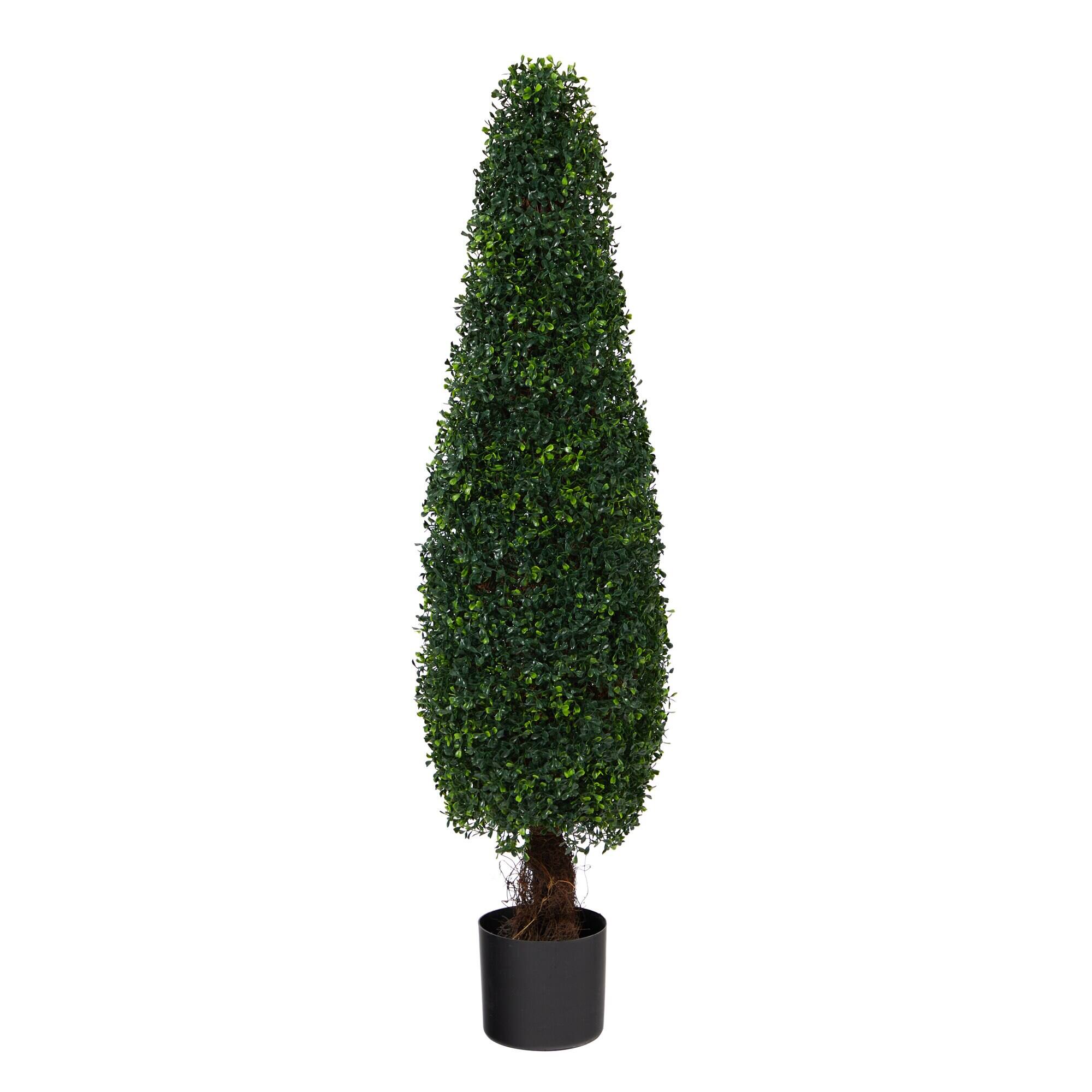 Front. BreeBe - 4' Boxwood Topiary Tree UV Resistant (Indoor/Outdoor) - Green.