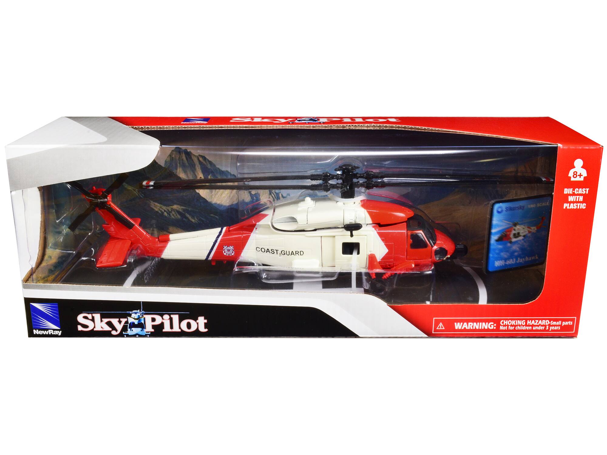 Sky Pilot  
NewRay  
COAST GUARD  
00-U Jayhawk  
8+  
DIE-CAST WITH PLASTIC  
WARNING: CHOKING HAZARD-Small parts  
Not for children under 3 years