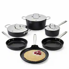 Alva - Maestro 9-Piece Ceramic Nonstick Cookware Set, Induction Ready, Oven Safe to 400°F - Black