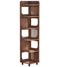 Angle. TinyHomie - 71.65in Tall 6-Tier Rustic Brown Narrow Corner Bookshelf Storage for Living room Office Bedroom - Brown.