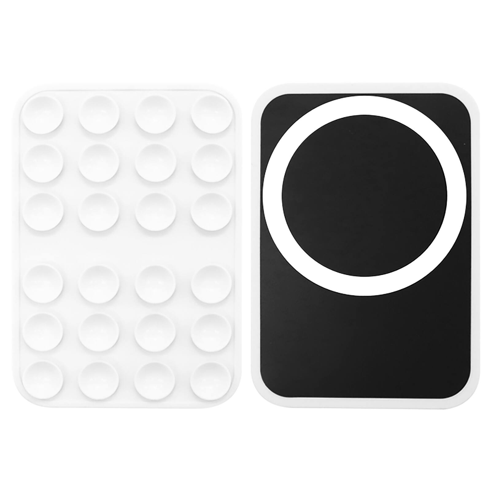 Left. Topteng - Silicone Suction Phone Mount – Magnetic Suction Cup, Strong Hold, Hands-Free, MagSafe Compatible, Fit for iPhone 12-17 - White.