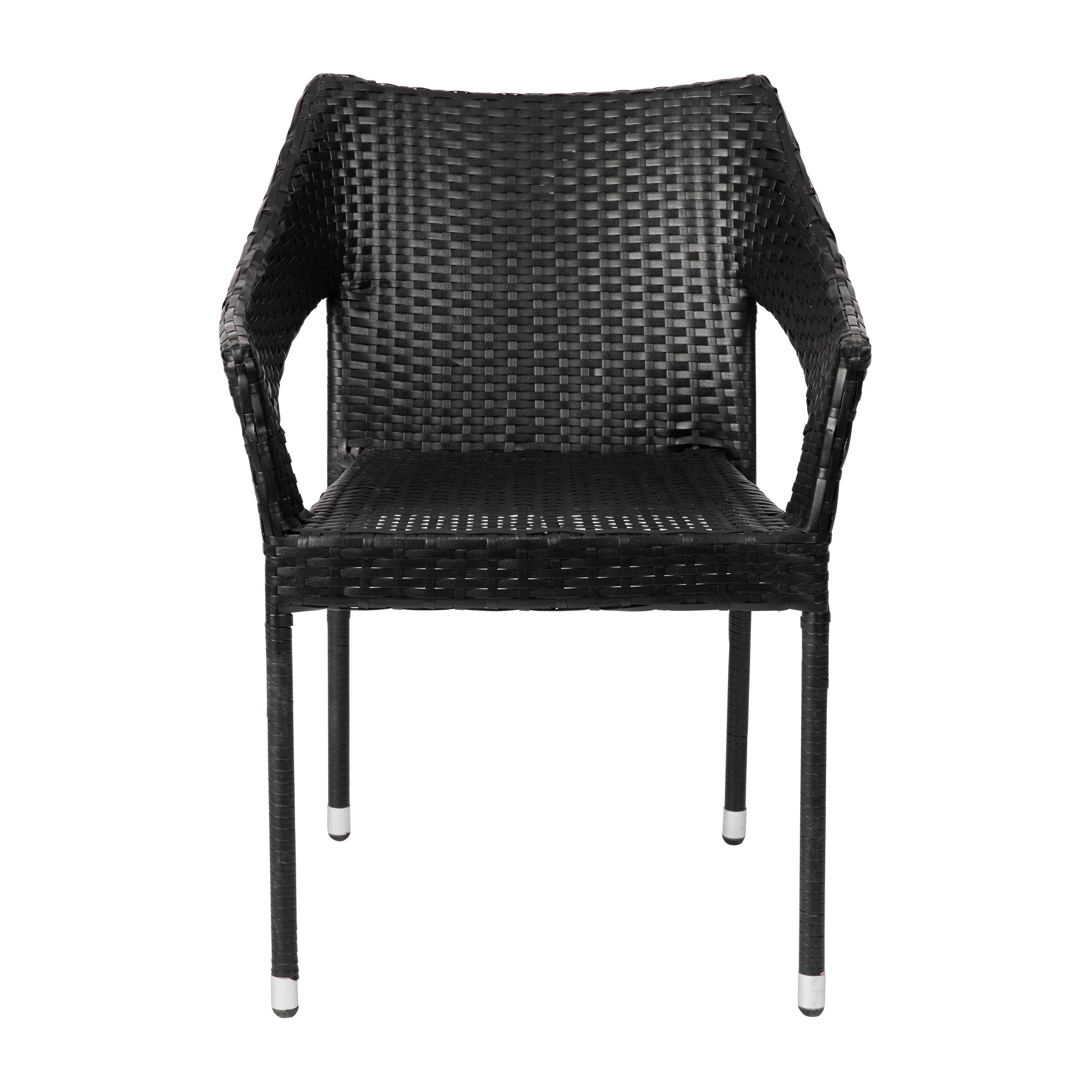 Alt View 9. Emma + Oliver - Embry All-Weather Indoor/Outdoor Stacking Patio Dining Chair with Steel Frame and Weather Resistant PE Rattan - Black.