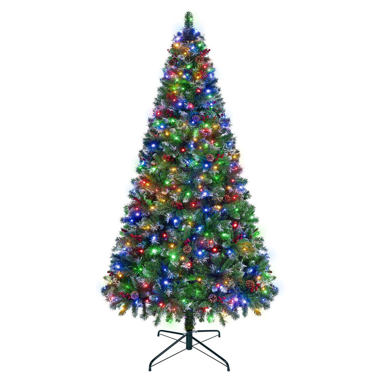 Alt View 2. Wisairt - 6FT Pre-Lit Artificial Christmas Tree, 825 Tips Snow-Tipped Pine, 250 LED lights with 11 Modes Adjustable - Green.