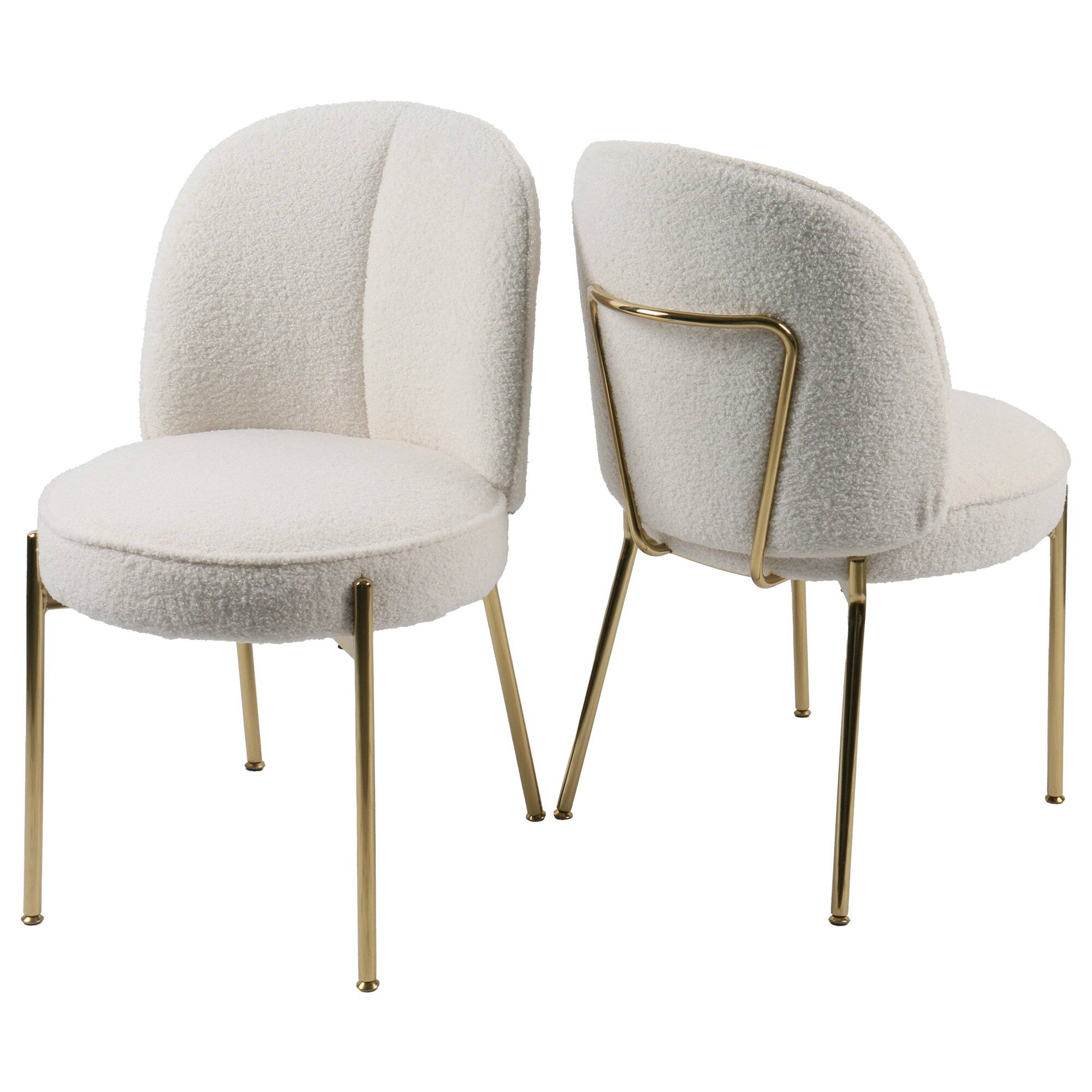 Alt View 3. Boyel Living - Teddy Fabric Dinning Chair in Greamy White with Adjustable Foot Nails (Set of 2) - Greamy White.