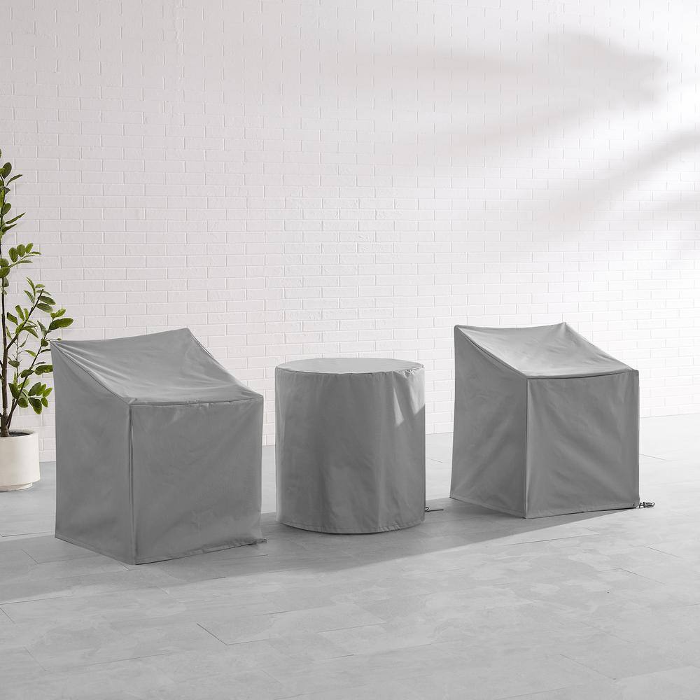 Alt View 8. Crosley Furniture - 3Pc Outdoor Bistro Furniture Cover Set - 2 Dining Arm Chairs & 1 Bistro Table - Gray.