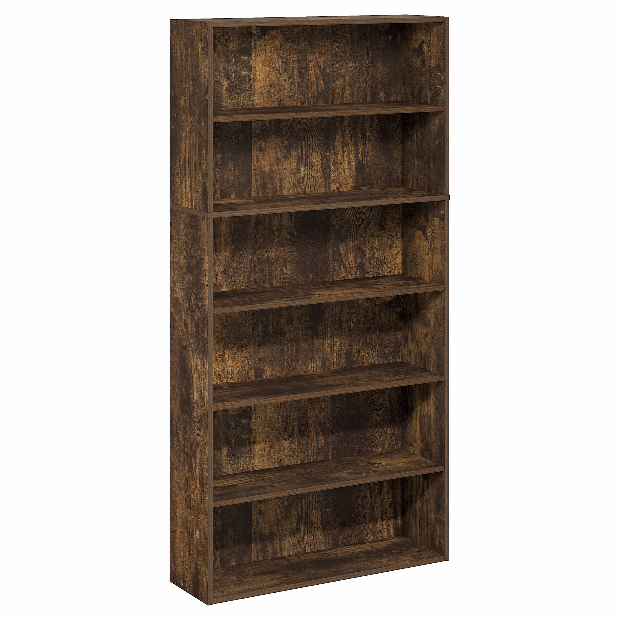 Alt View 6. Furinno - PASIR Book Shelf, 6-Tier Bookshelf with Open Storage Shelf, Standing Bookcase, for Home Office, Bedroom, Living Room - Amber Pine.